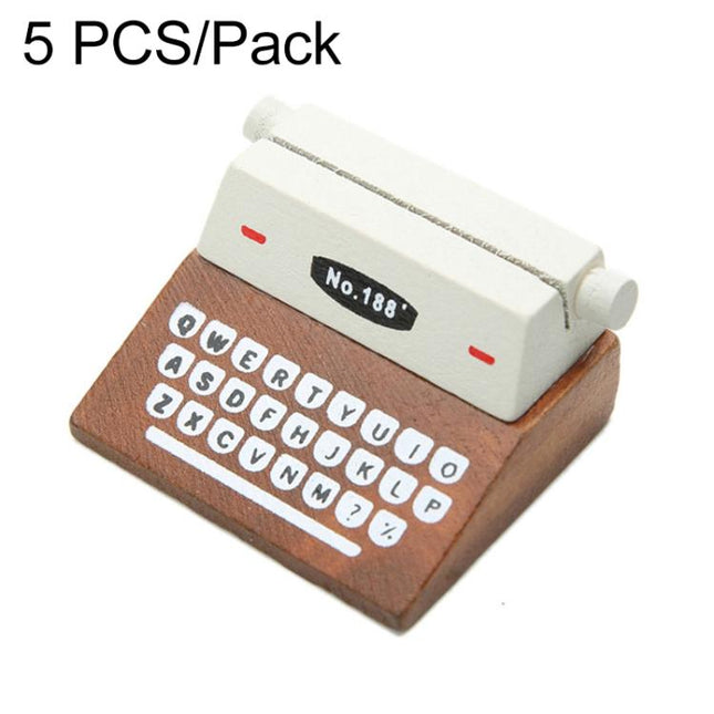 5 PCS Creative Coffee Vintage Wooden Typewriter Photo Card Desk Messege Memo Holder Stand Card Holder