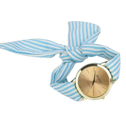 Women Fashion Striped Fabric Strap Quartz Watch