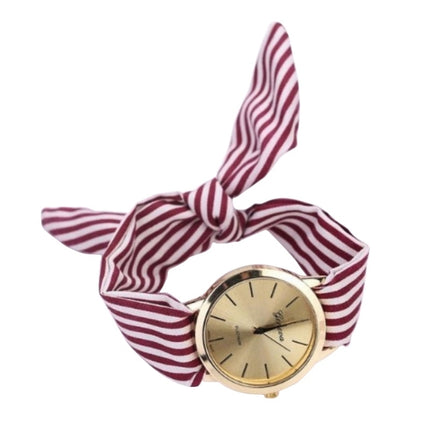 Women Fashion Striped Fabric Strap Quartz Watch