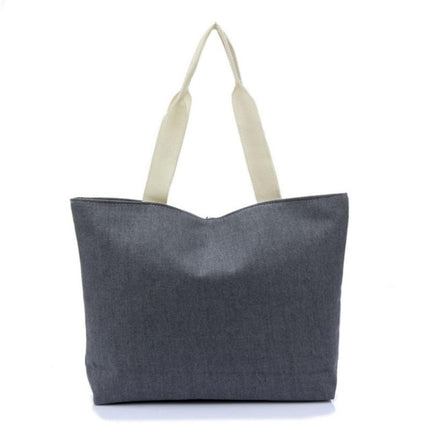 Color Canvas Stripe Contrast Color Shoulder Bag Large Capacity Handbag Green Shopping Bag