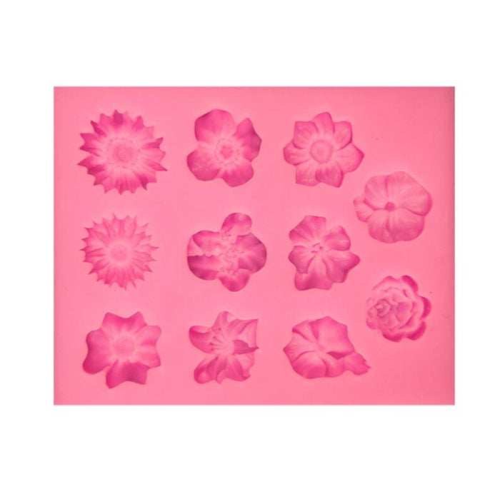 Fondant Cake Silicone Mold Chocolate Mold DIY Trumpet Flower Sun Flower Baking Decoration, Sun Flower Shape(Pink), Sun Flower Shape(Gray)