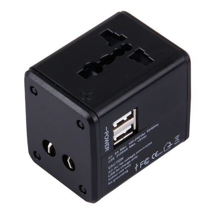 Weltweiter universeller versteckbarer Reisestecker-Adapter mit integriertem Ladegerät mit zwei USB-Anschlüssen für die USA, Großbritannien, Australien und die EU