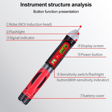WINTACT WT3010  LED AC Voltage Tester Non-Contact Detector Pen 12-1000V AC Voltage Detector, WINTACT WT3010