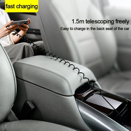 5A USB-C / Type-C to USB Retractable Coiled Fast Charging Cable