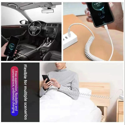 5A USB-C / Type-C to USB Retractable Coiled Fast Charging Cable