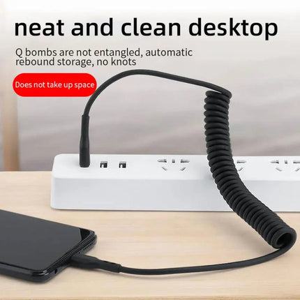 5A USB-C / Type-C to USB Retractable Coiled Fast Charging Cable