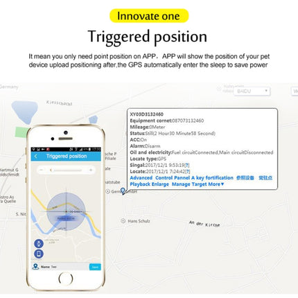 TK200 2G IP67 Waterproof GPS / GPRS / GSM Personal / Goods /  Pet / Bag Locator Pet Collar Real-time Tracking Device