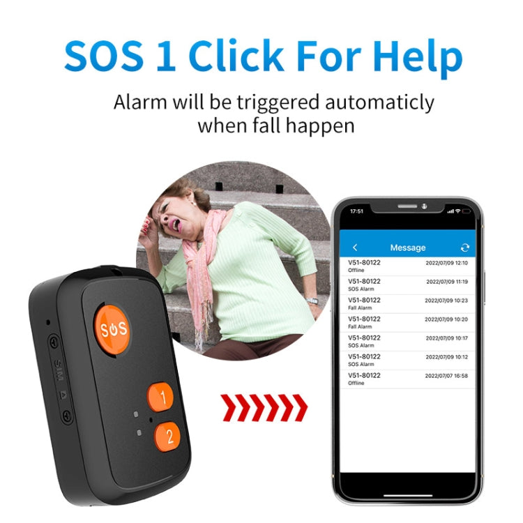 V51 A Style IP67 Waterproof 4G LTE 3G 2G GSM Elderly SOS Button Emergency Alarm GPS Tracker For Asia/Europe/Africa/Australia, V51 A Style