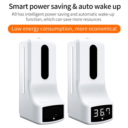 K9 Pro Handsfree Non-contact Body Light-sensitive Distance Sensor Thermometer + 1000ml Automatic Non-contact Liquid Soap Dispenser with Base Mount, K9 Pro