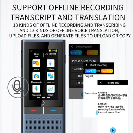 Z6 4G Version 3.1 inch Screen Smart Voice Translator for Business Travel 1GB+16GB Support 138 Languages Inter-Translation
