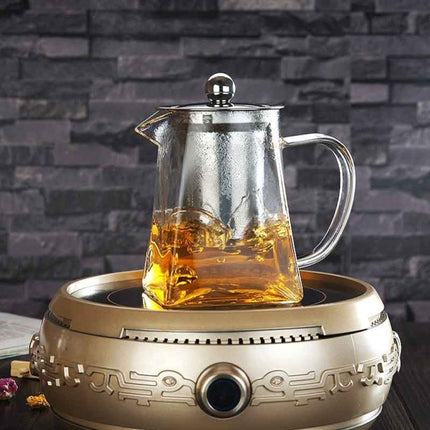 Stainless Steel Clear Heat Resistant Glass Filter Tea Pot, Capacity: 950ml, Capacity: 950ml