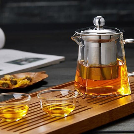 Stainless Steel Clear Heat Resistant Glass Filter Tea Pot, Capacity: 950ml, Capacity: 950ml