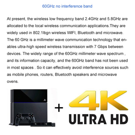Kit de transmisión inalámbrica Measy W2H 60 GHz 4K Ultra HD, distancia de transmisión: 30 m, enchufe del Reino Unido, 4K