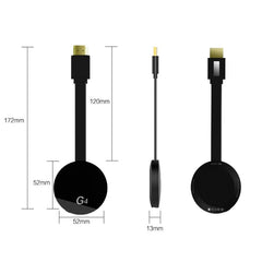 G4 Wireless WiFi Display Dongle Receiver Airplay Miracast DLNA TV Stick for iPhone, Samsung, and other Android Smartphones, Dual Core Cortex A7 up to 1.5GHz, G4