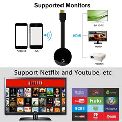 G4 Wireless WiFi Display Dongle Receiver Airplay Miracast DLNA TV Stick for iPhone, Samsung, and other Android Smartphones, Dual Core Cortex A7 up to 1.5GHz, G4