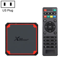 X96 mini+ 4K Smart TV BOX Android 9.0 Media Player with Remote Control, Amlogic S905W4 Quad Core ARM Cortex A53 up to 1.2GHz, RAM: 1GB, ROM: 8GB, 2.4G/5G WiFi, HDMI, TF Card, RJ45, US Plug, 1GB+8GB