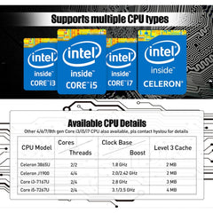 HYSTOU P09-6L Windows / Linux System Mini PC, Intel Celeron 3865U 2 Core 2 Threads up to 1.80GHz, Support mSATA, 4GB RAM DDR3 + 128GB SSD, 4GB RAM 128GB SSD