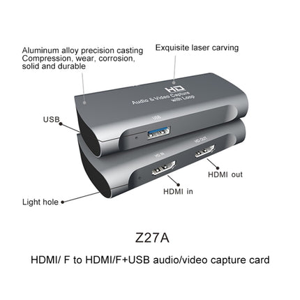 Caja de captura de audio y video USB Z27A HDMI hembra a HDMI hembra, Z27A