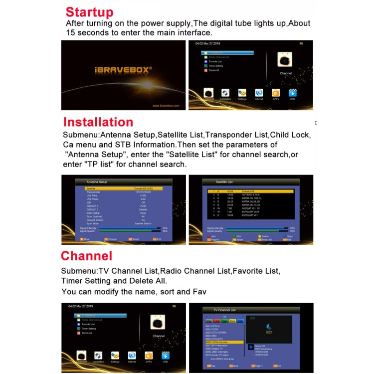 iBRAVEBOX V8 MAGIC Digital Satellite Signal Finder Meter, Support H.265+DVB-S/S2 & IPTV, UK Plug, AU Plug, EU Plug