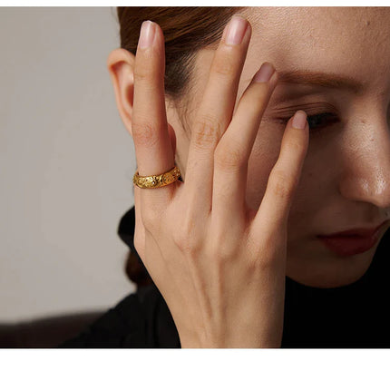 Yhpup Sun Star Moon Ring Stainless Steel Jewelry Stylish Metal Celestial Women Ring joyería acero inoxidable mujer Gift New