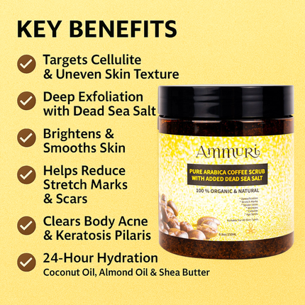 Organic Arabica Coffee Scrub Face Mask for Exfoliation & Glow | Ammuri