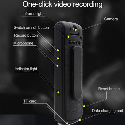 B18 Back Clip Design 1080P HD Camera Recording Pen, Support Motion Detection / Infrared Night Vision /180 Degrees Rotation Camera / TF Card