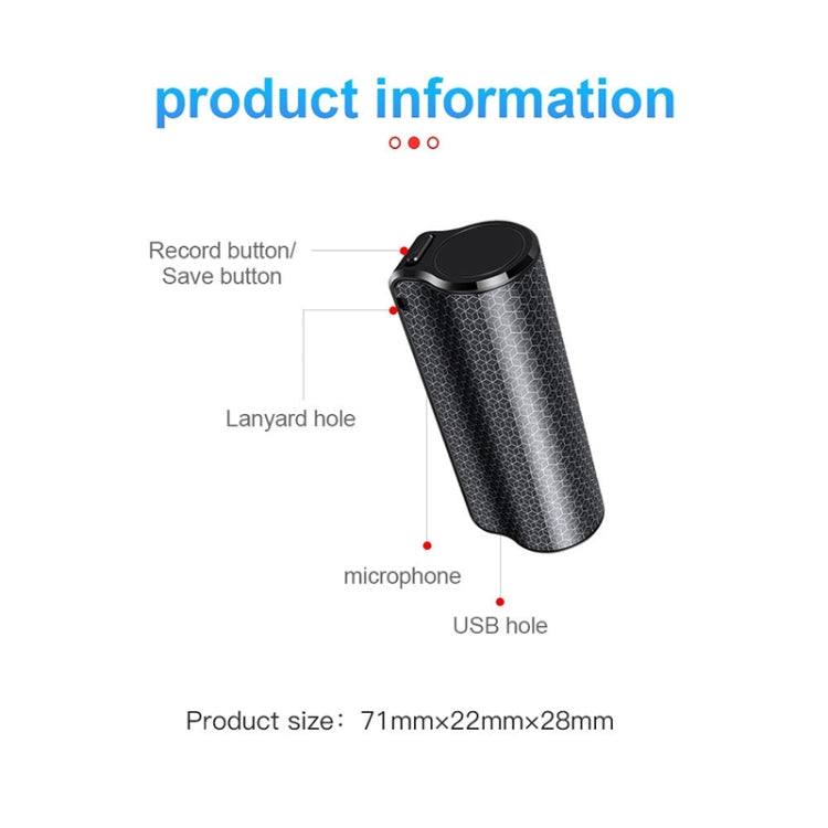 Q70 16GB Smart HD Noise Reduction Voice Control Recording Pen, 16GB
