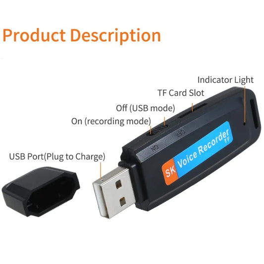 SK001 Rechargeable U-Disk Portable USB Voice Recorder, No Memory, No Memory