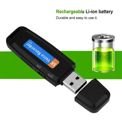SK001 Grabadora de voz USB portátil recargable con disco U, sin memoria, sin memoria