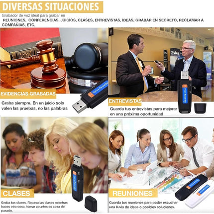 SK001 Grabadora de voz USB portátil recargable con disco U, sin memoria, sin memoria