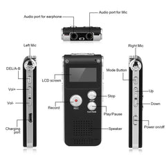 SK012 16GB Smart Noise Reduction HD Voice Recording Pen, Black 16GB