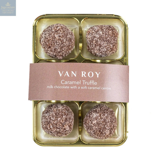 Van Roy 6 pack of caramel truffles in cello