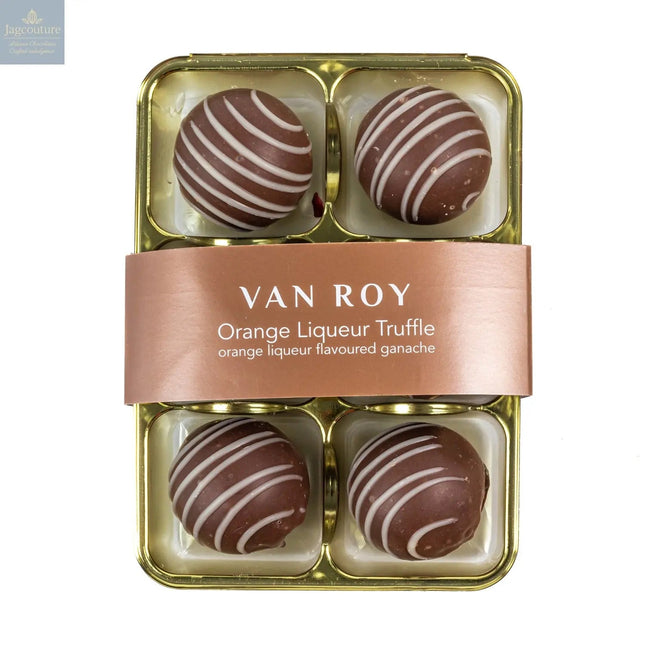 Van Roy 6 pack of orange liqueur truffles in cello