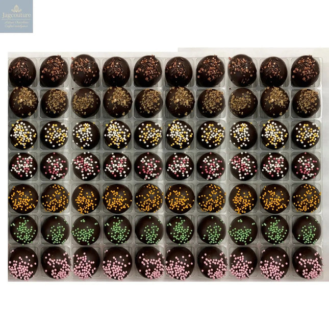 Vegan Truffles Selection - coffee, spiced rum, champagne, cherry Bakewell, orange, lime, raspberry