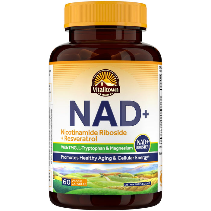 Vitalitown NAD Supplement - NR & Niacin, Trans-Resveratrol | 60 Capsules