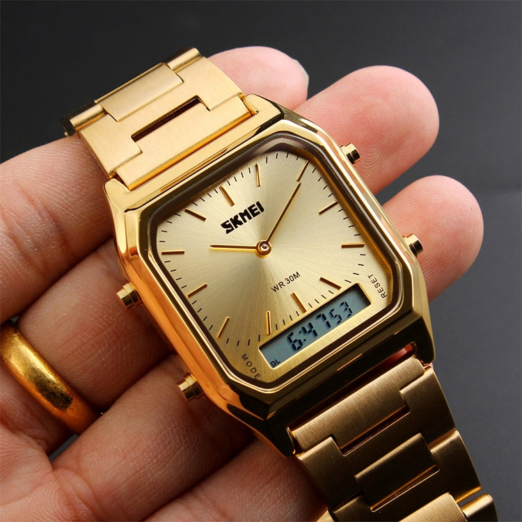 SKMEI 1220 Multifunctional Men Outdoor Business Noctilucent Waterproof Double Display Steel Watchband Wrist Watch, 1220 Black, 1220 Blue, 1220 Rose Gold, 1220 Silver