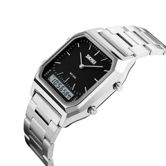 SKMEI 1220 Multifunctional Men Outdoor Business Noctilucent Waterproof Double Display Steel Watchband Wrist Watch, 1220 Black, 1220 Blue, 1220 Rose Gold, 1220 Silver