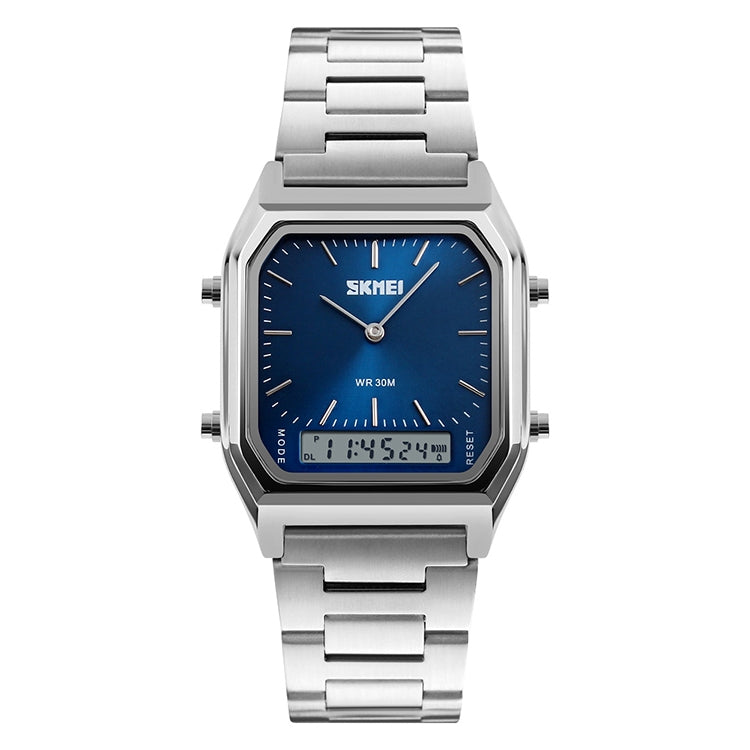 SKMEI 1220 Multifunctional Men Outdoor Business Noctilucent Waterproof Double Display Steel Watchband Wrist Watch, 1220 Black, 1220 Blue, 1220 Rose Gold, 1220 Silver