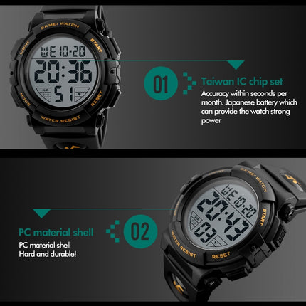 SKMEI 1258 Multifunctional Outdoor Sports Noctilucent Waterproof Wrist Watch, Size: S