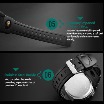 SKMEI 1258 Multifunctional Outdoor Sports Noctilucent Waterproof Wrist Watch, Size: S