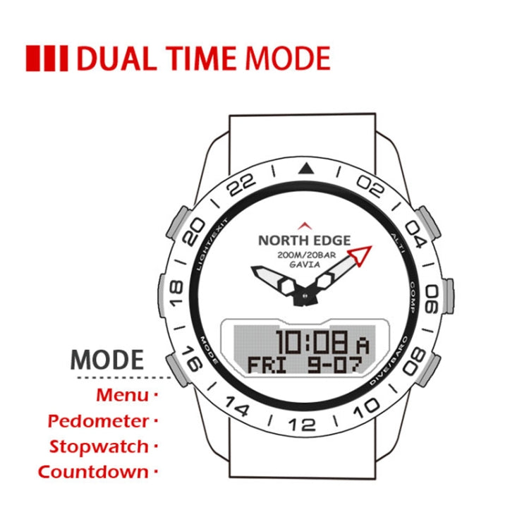 North Edge GAVIA Men Outdoor Sport 50m Waterproof Smart Digital Watch Diving Watch, Support Barometer & Pedometer