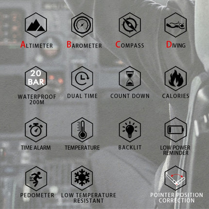 North Edge GAVIA Men Outdoor Sport 50m Waterproof Smart Digital Watch Diving Watch, Support Barometer & Pedometer