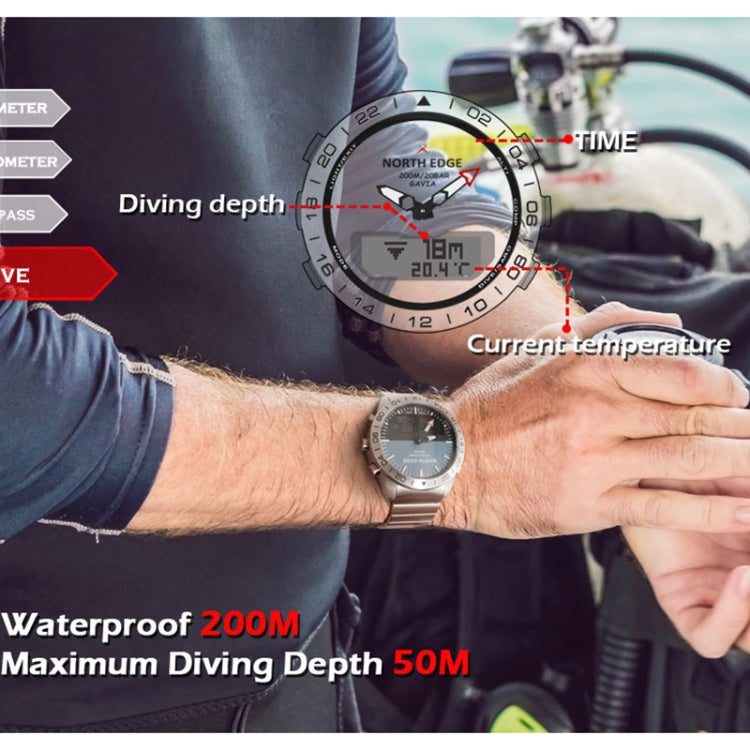 North Edge GAVIA Men Outdoor Sport 50m Waterproof Smart Digital Watch Diving Watch, Support Barometer & Pedometer