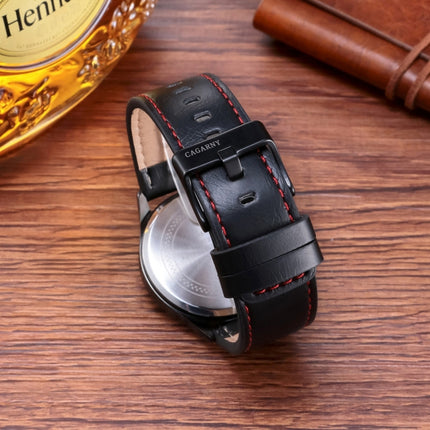 CAGARNY 6866 Fashion Dual Quartz Movement Wrist Watch with Genuine Leather Band(Orange Number), WA1024A, WA1024B, WA1024C