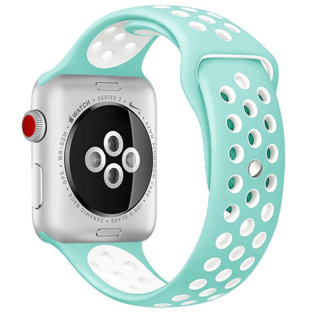 For Apple Watch Series 10 42mm / 9&8&7 41mm / SE 3&SE 2&6&SE&5&4 40mm / 3&2&1 38mm Fashionable Classical Silicone Sport Watch Band(Grey White), WA1230A, WA1230B, WA1230BG, WA1230BH, WA1230BL, WA1230BM, WA1230BR, WA1230BY, WA1230C, WA1230D, WA1230DW    ...