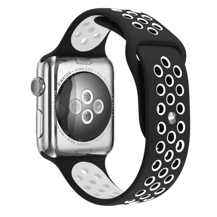 For Apple Watch Series 10 42mm / 9&8&7 41mm / SE 3&SE 2&6&SE&5&4 40mm / 3&2&1 38mm Fashionable Classical Silicone Sport Watch Band(Grey White), WA1230A, WA1230B, WA1230BG, WA1230BH, WA1230BL, WA1230BM, WA1230BR, WA1230BY, WA1230C, WA1230D, WA1230DW����...