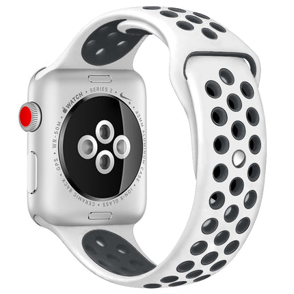 For Apple Watch Series 10 42mm / 9&8&7 41mm / SE 3&SE 2&6&SE&5&4 40mm / 3&2&1 38mm Fashionable Classical Silicone Sport Watch Band(Grey White), WA1230A, WA1230B, WA1230BG, WA1230BH, WA1230BL, WA1230BM, WA1230BR, WA1230BY, WA1230C, WA1230D, WA1230DW    ...