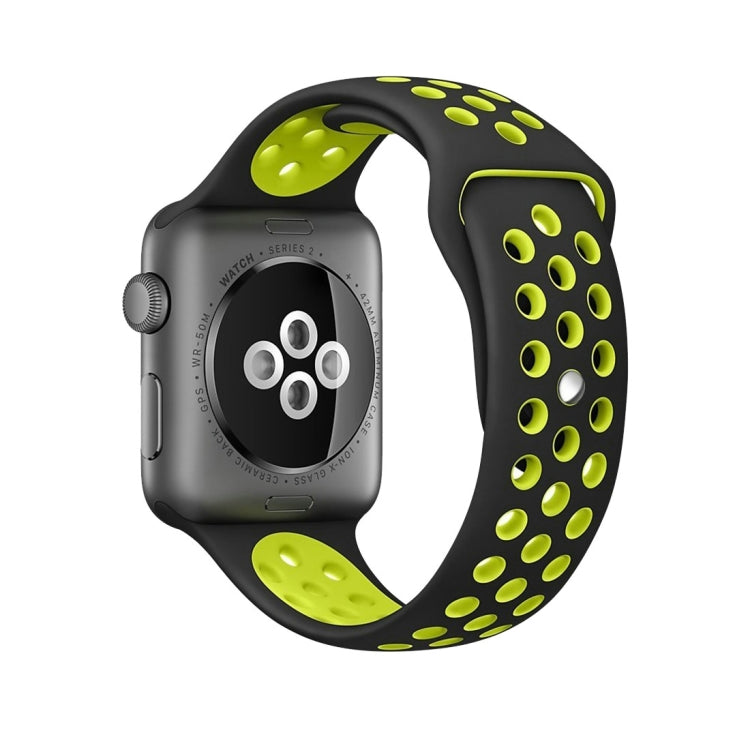 For Apple Watch Ultra 49mm&Watch Ultra 2 49mm / Series 10 46mm / 9&8&7 45mm / SE 3&SE 2&6&SE&5&4 44mm / 3&2&1 42mm Fashionable Classical Silicone Sport Watch Band(Grey Yellow)