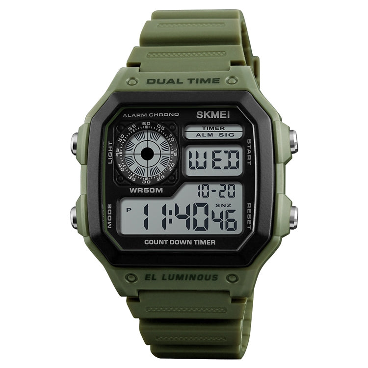 SKMEI 1299 Multifunctional Outdoor Sports Noctilucent Waterproof Digital Display Wrist Watch, 1299(Army Green), 1299(Black), 1299(Blue), 1299(Red)