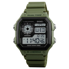 SKMEI 1299 Multifunctional Outdoor Sports Noctilucent Waterproof Digital Display Wrist Watch, 1299(Army Green), 1299(Black), 1299(Blue), 1299(Red)